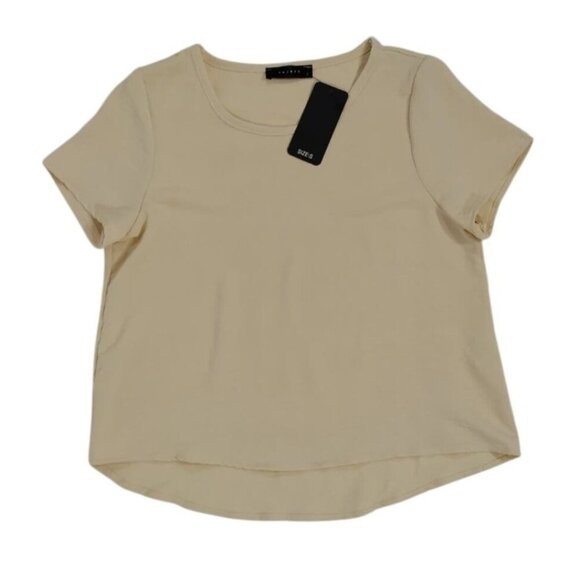 2 Saints Womens Beige Short Sleeve Scoop Neck Polyester Blouse Size S. NWT - Picture 1 of 8